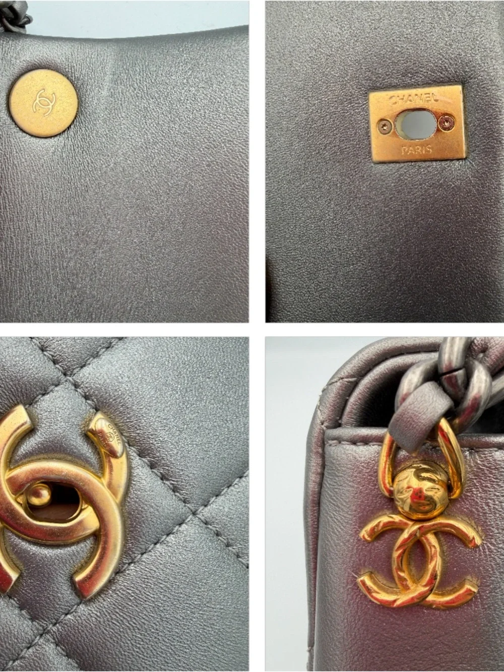 50% Off Retail CHANEL Mini Side Note Flap  W/ Handle Gray Chip 21B (ks2290as) - Picture 5 of 16